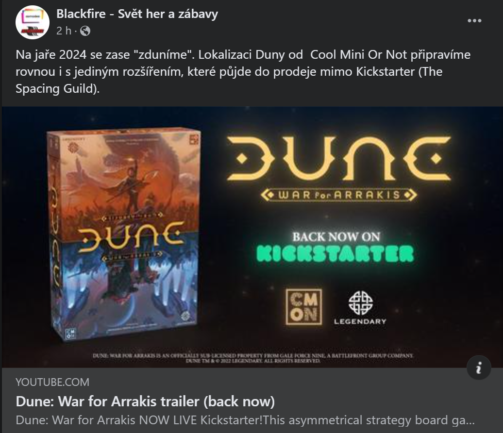 Deskovka Dune: War for Arrakis nakonec vyjde v češtině Duna